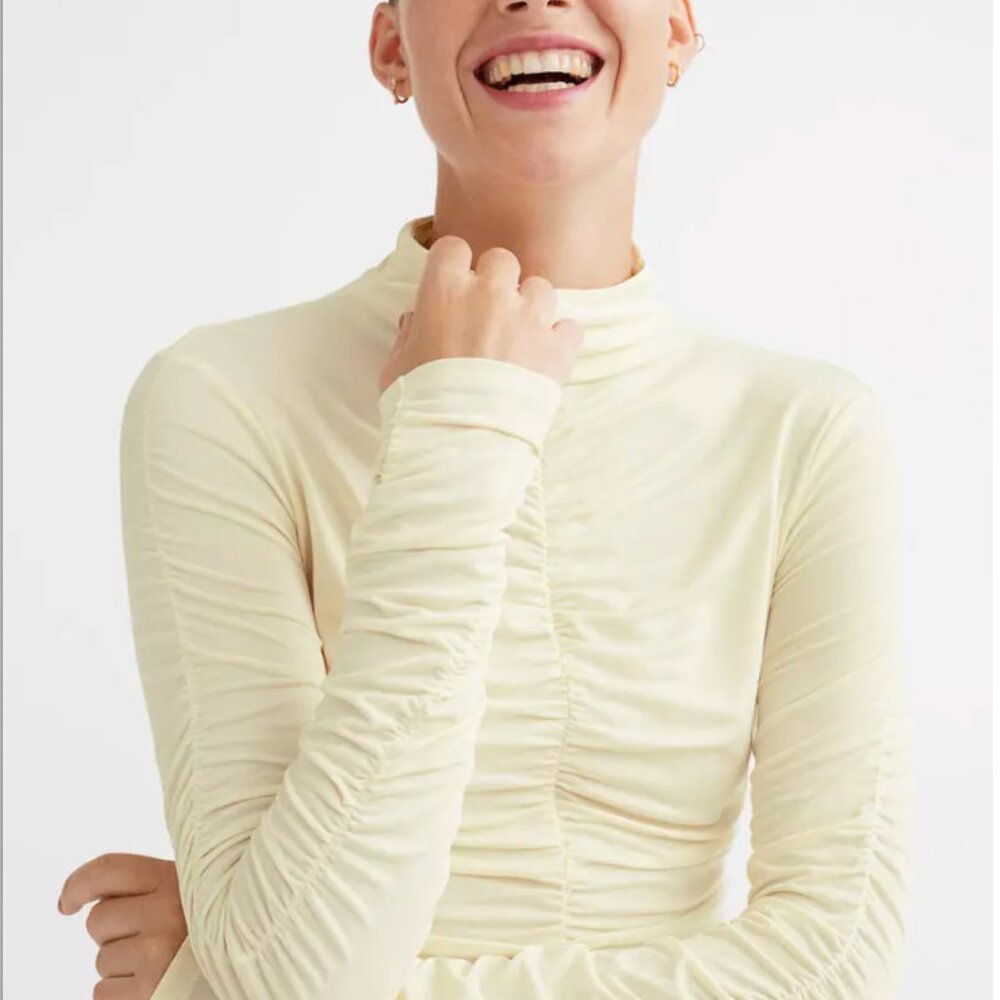 H&M Gathered Ivory Turtleneck